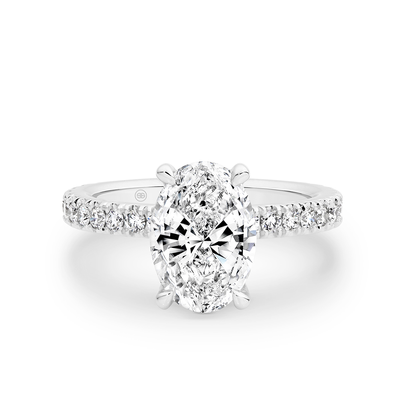 Oval Shape Diamond Band Engagement Ring