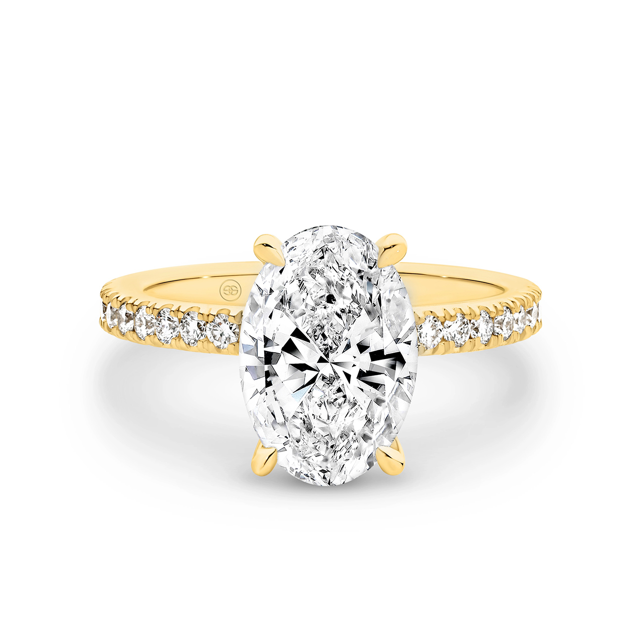 Oval Shape Diamond Band Engagement Ring