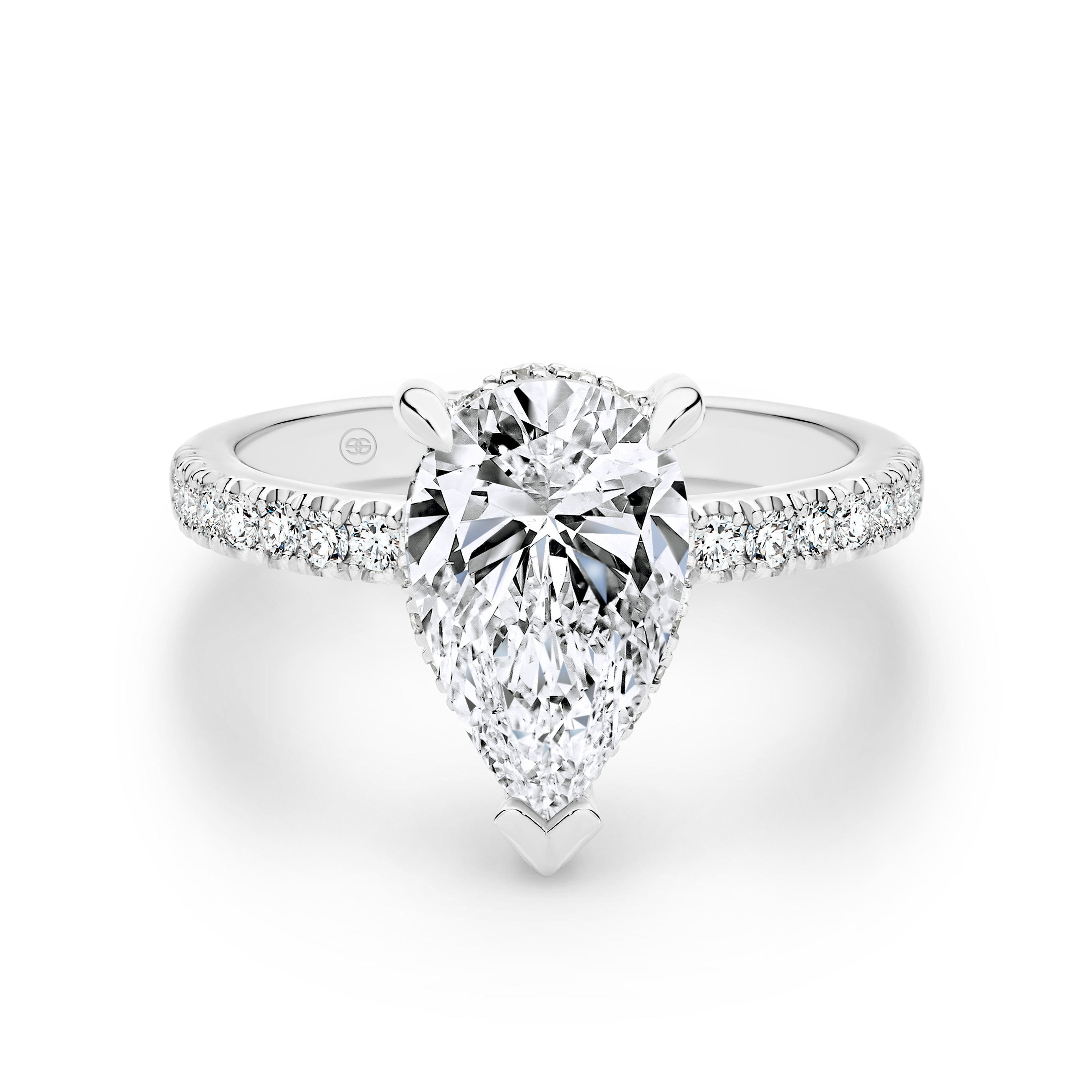 Pear Shape Diamond Band Engagement Ring