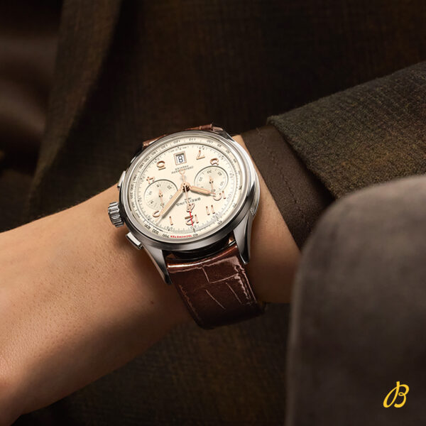 Breitling Premier B01 Chronograph 42mm AB0145211G1P1 with beige dial and brown alligator leather strap