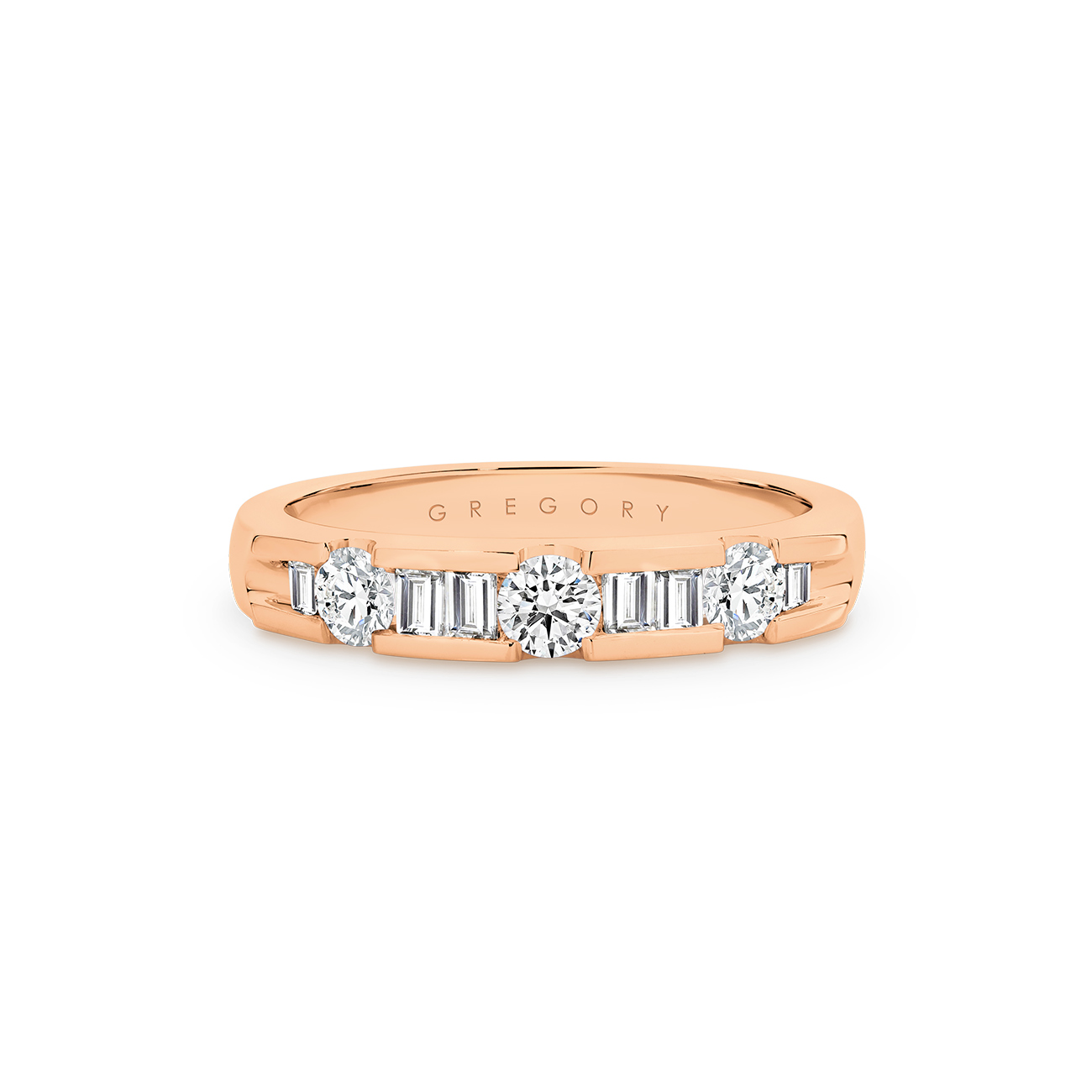 18K Rose Gold Channel Set Diamond Band - Large