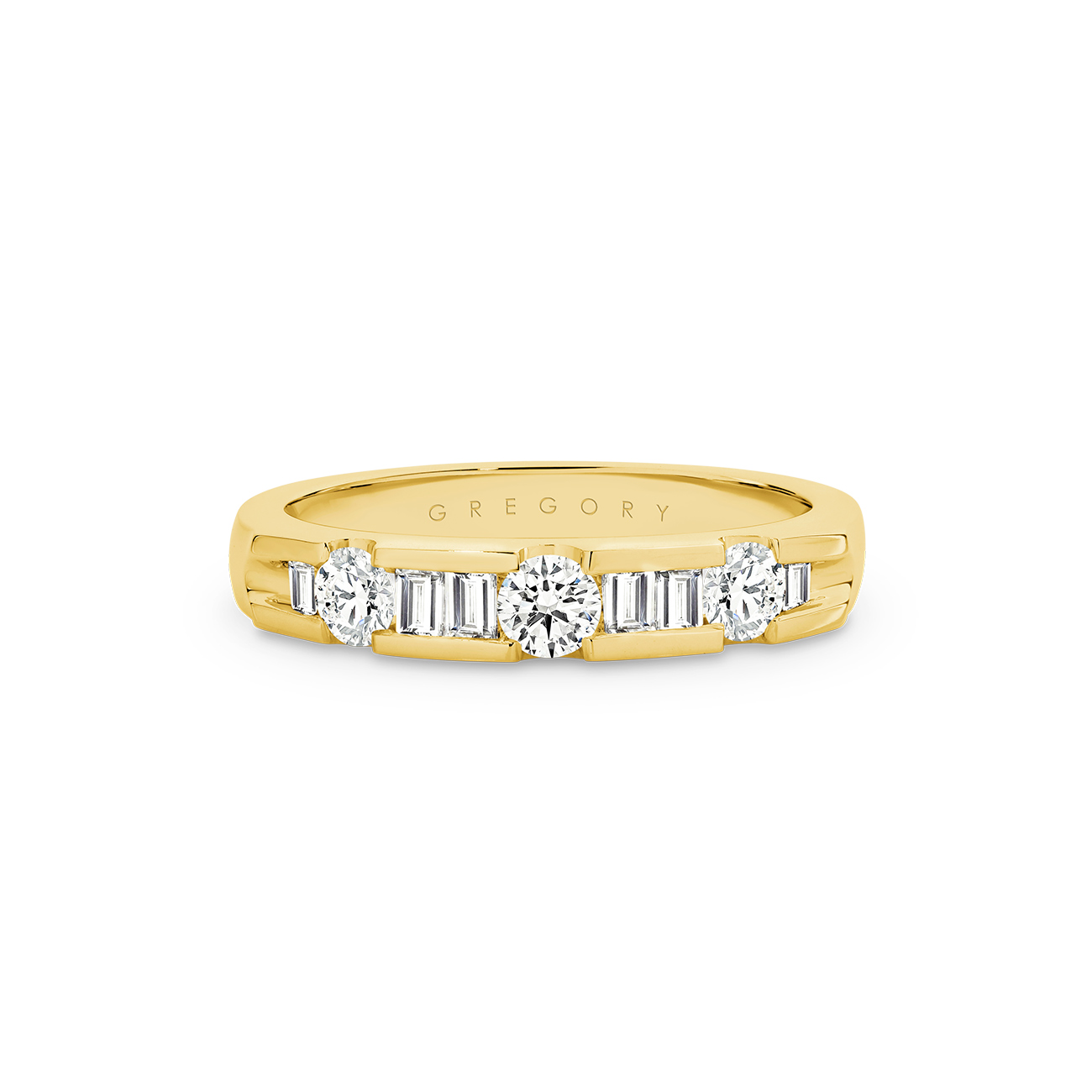 18K Yellow Gold Channel Set Diamond Band - Large