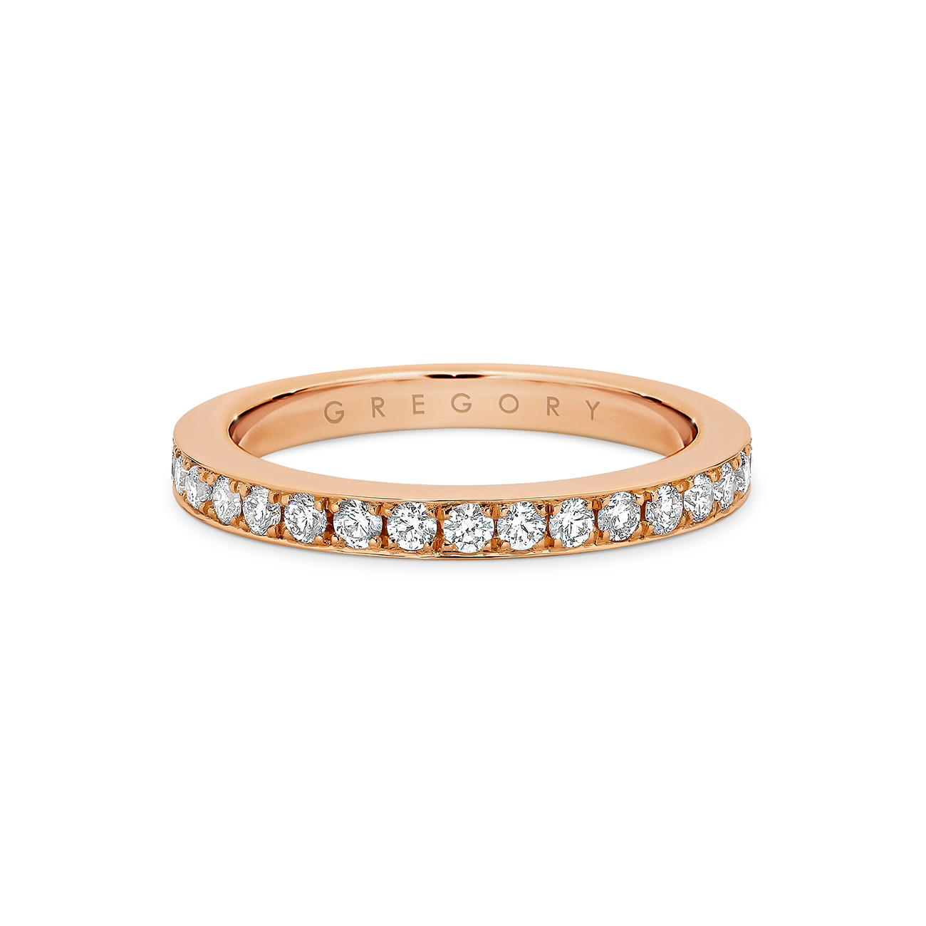 18K Rose Gold Classic Pave Set Diamond Ring