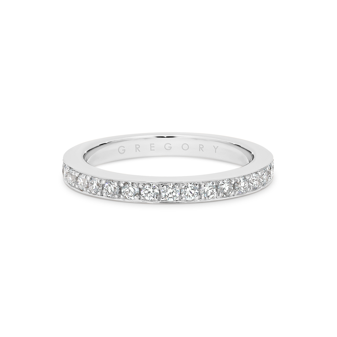 Classic Pave Set Diamond Band in White Gold