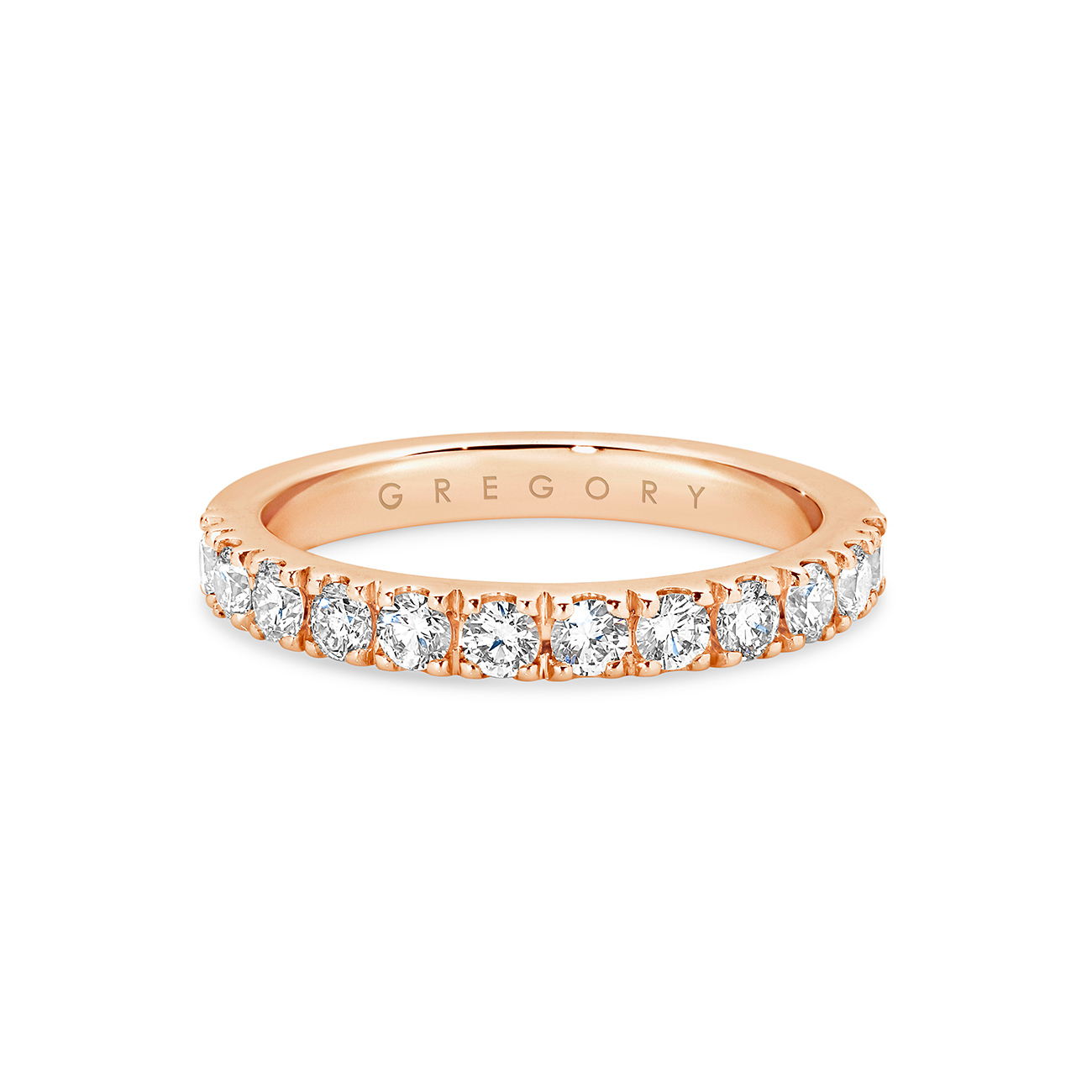 Classic Claw Set Diamond Wedding Band in Rose Gold