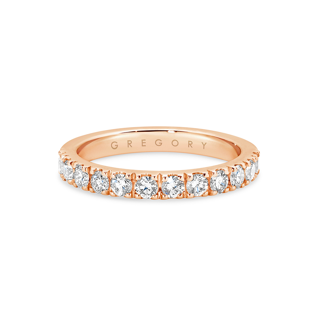 18K Rose Gold Classic Claw Set Diamond Wedding Band