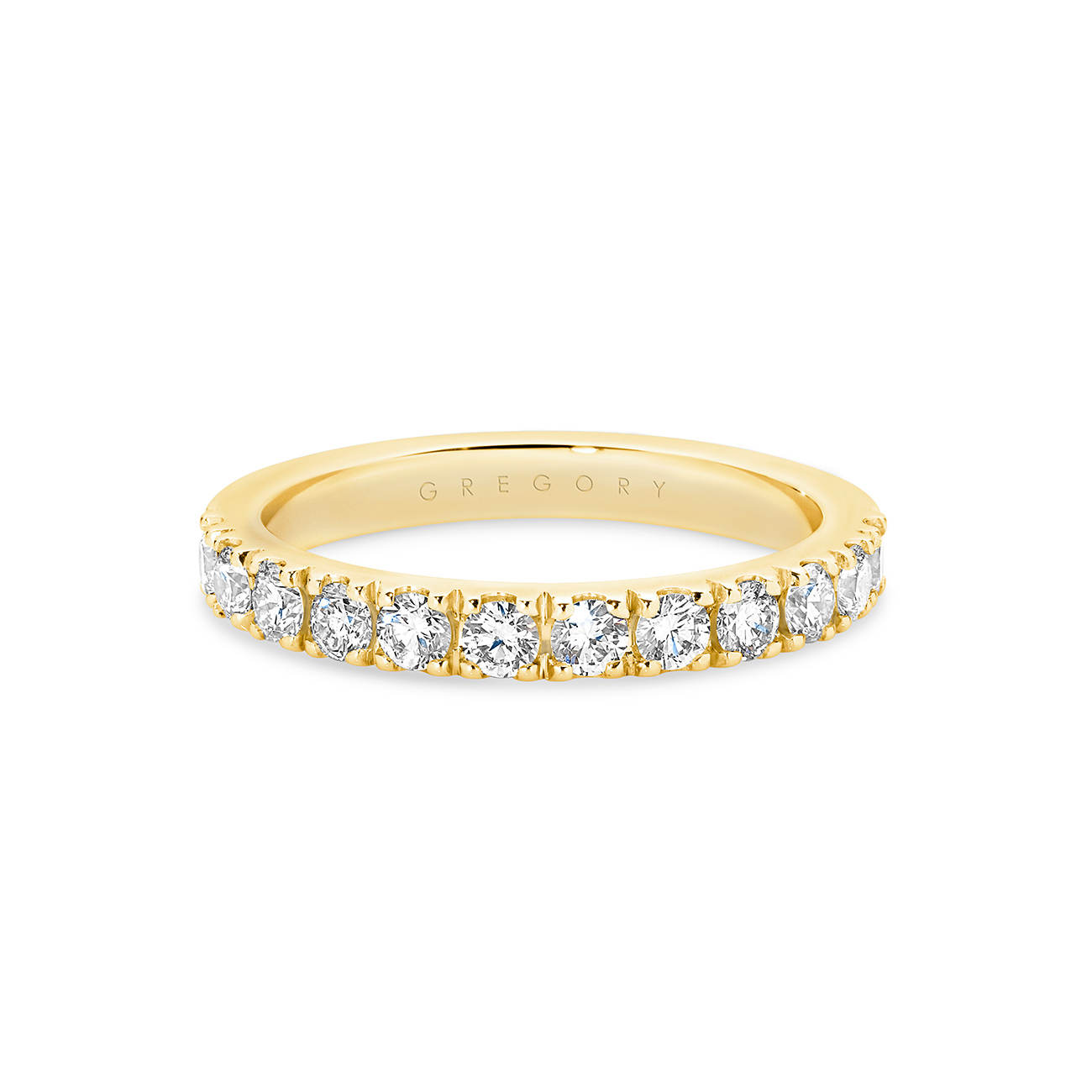 18K Yellow Gold Classic Claw Set Diamond Wedding Band
