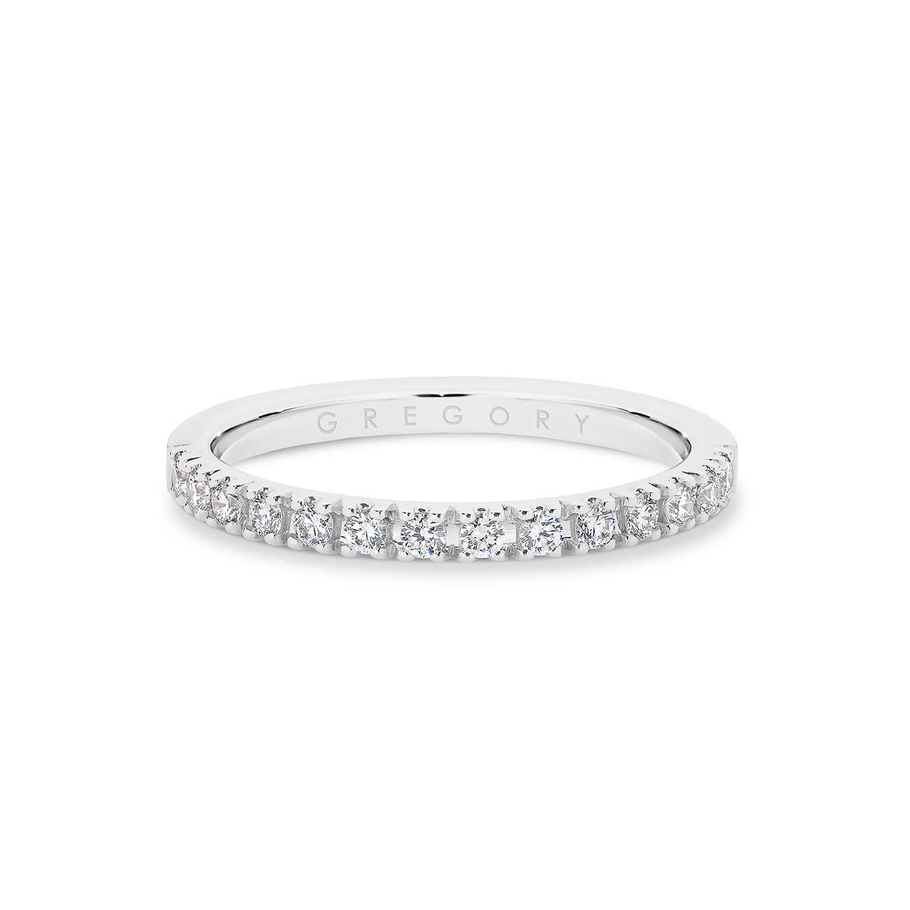 18K White Gold Fine Claw Set Diamond Band