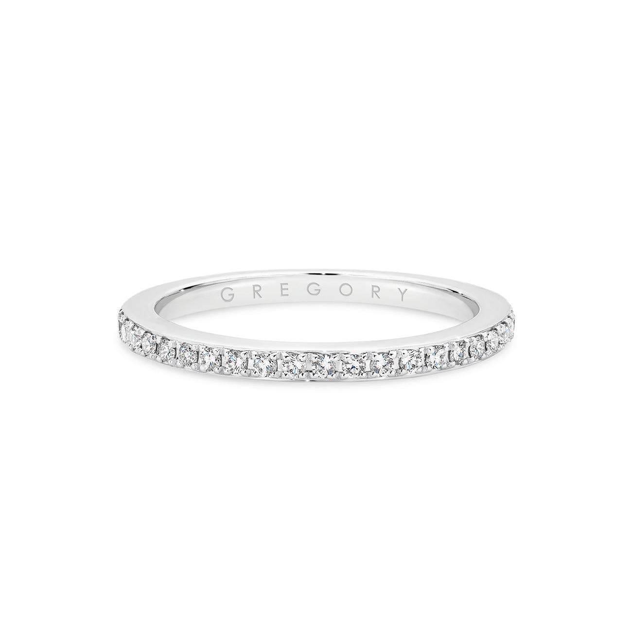 Fine Pave Set Diamond Band in White Gold