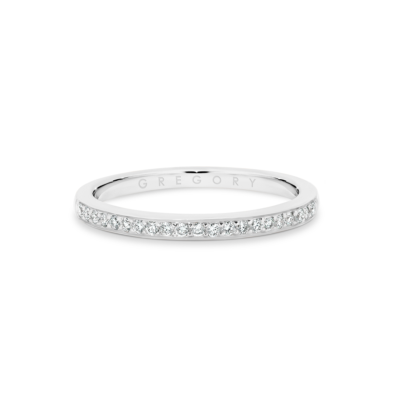 Fine Pave Set Diamond Band in White Gold