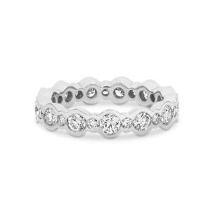 Round Brilliant Bezel Set Diamond Eternity Ring In 18K White Gold
