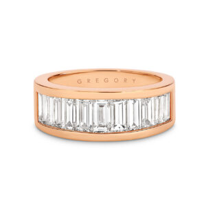 18K Rose Gold Channel Set Baguette Diamond Band