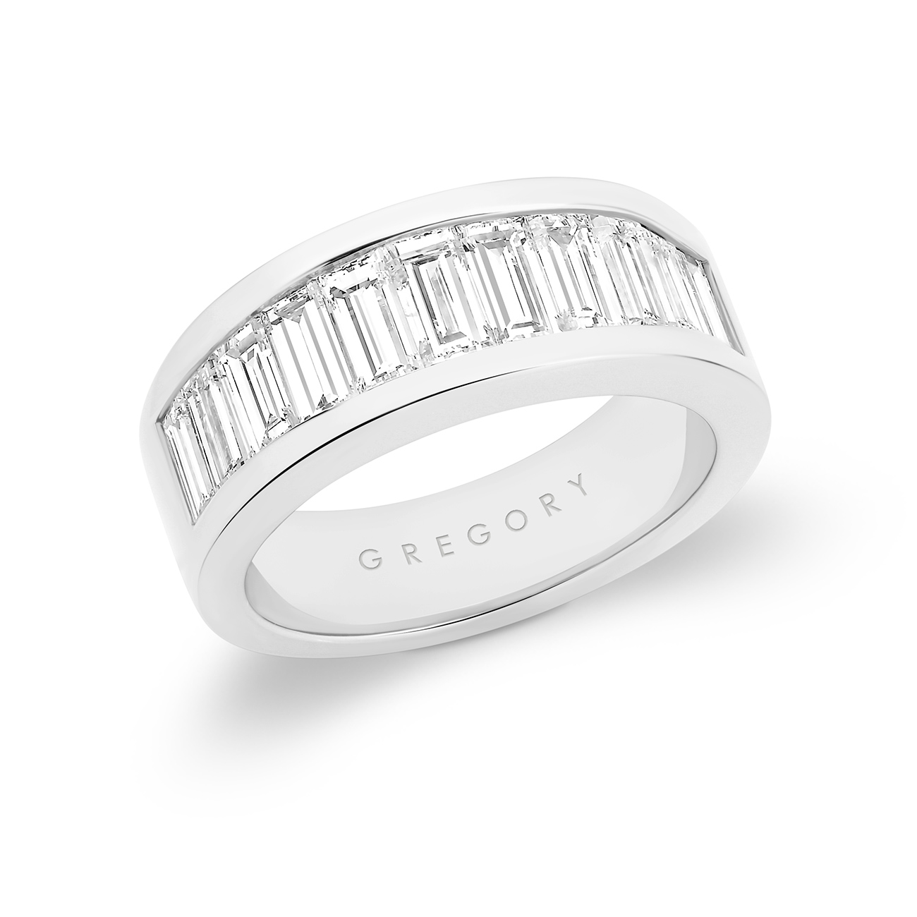 18K White Gold Channel Set Baguette Diamond Band