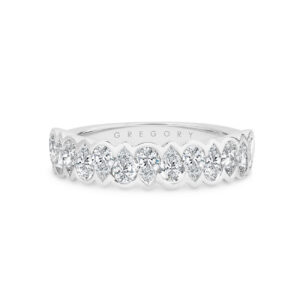 18K White Gold Pear Shape Bezel Set Diamond Band