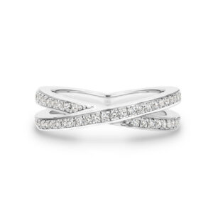 18K White Gold Split Pave Diamond Band