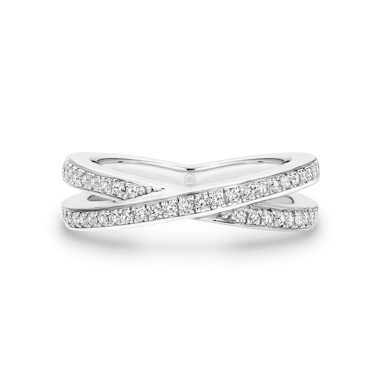 18K White Gold Split Pave Diamond Band