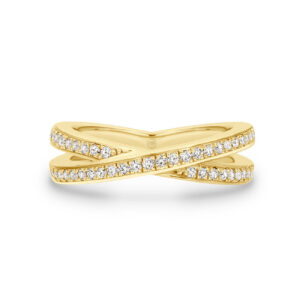 18K Yellow Gold Split Pave Diamond Band