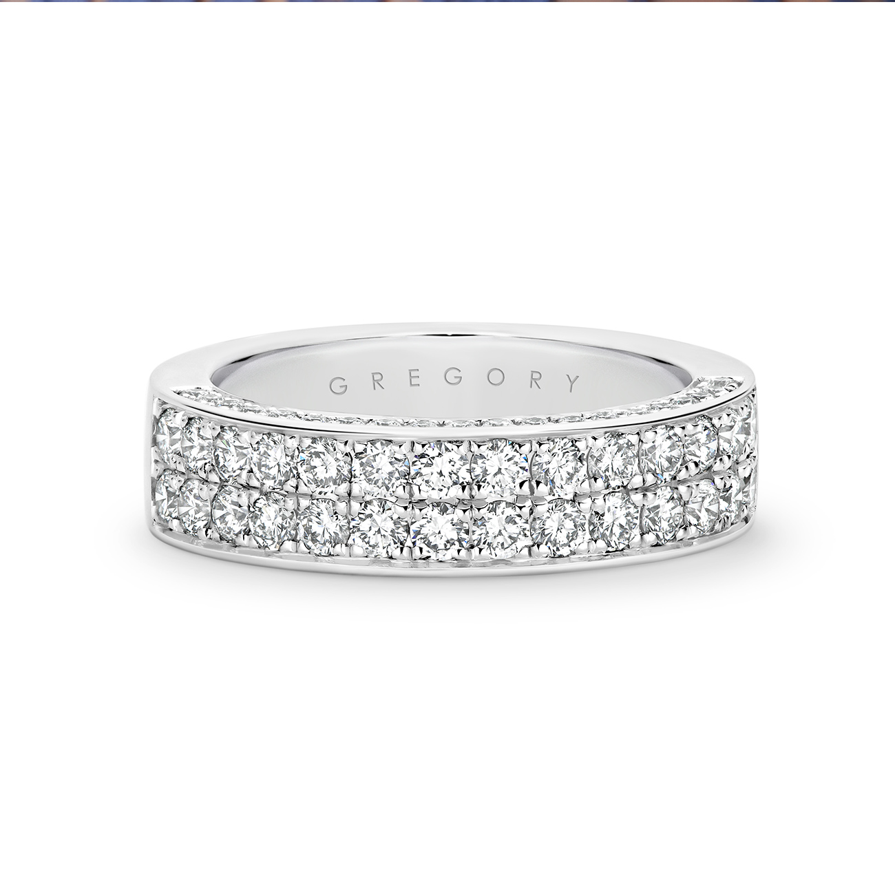 Two Row Diamond Pave Dress Ring