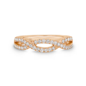 18K Rose Gold Intertwined Claw Set Diamond Band