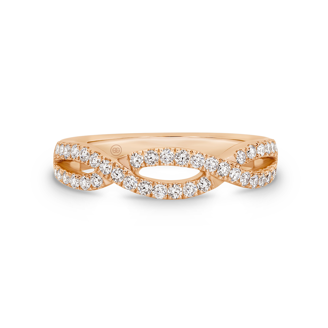 18K Rose Gold Intertwined Claw Set Diamond Band