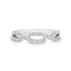 18K White Gold Intertwined Claw Set Diamond Band