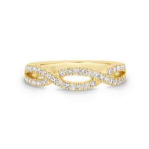18K Yellow Gold Intertwined Claw Set Diamond Band