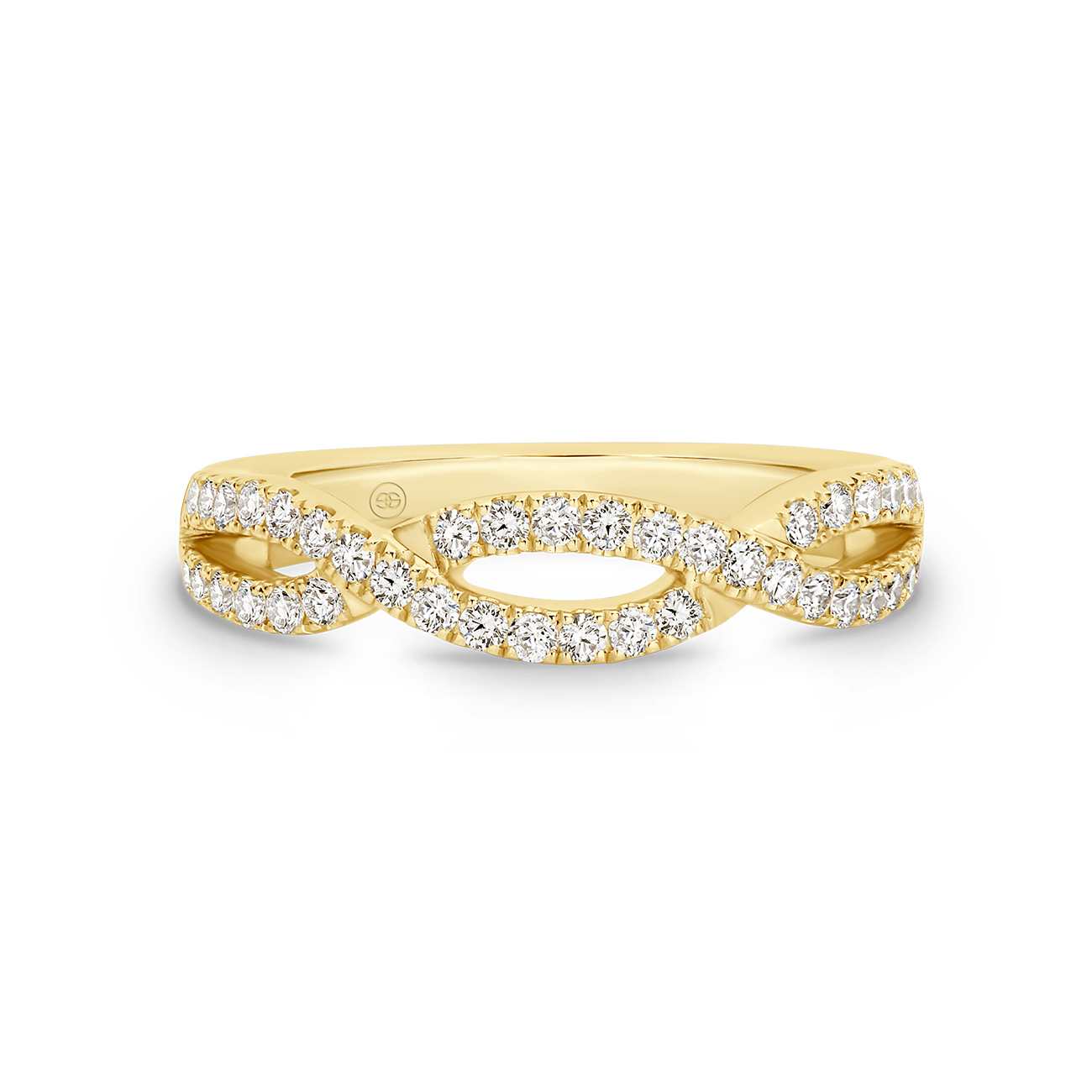 18K Yellow Gold Intertwined Claw Set Diamond Band