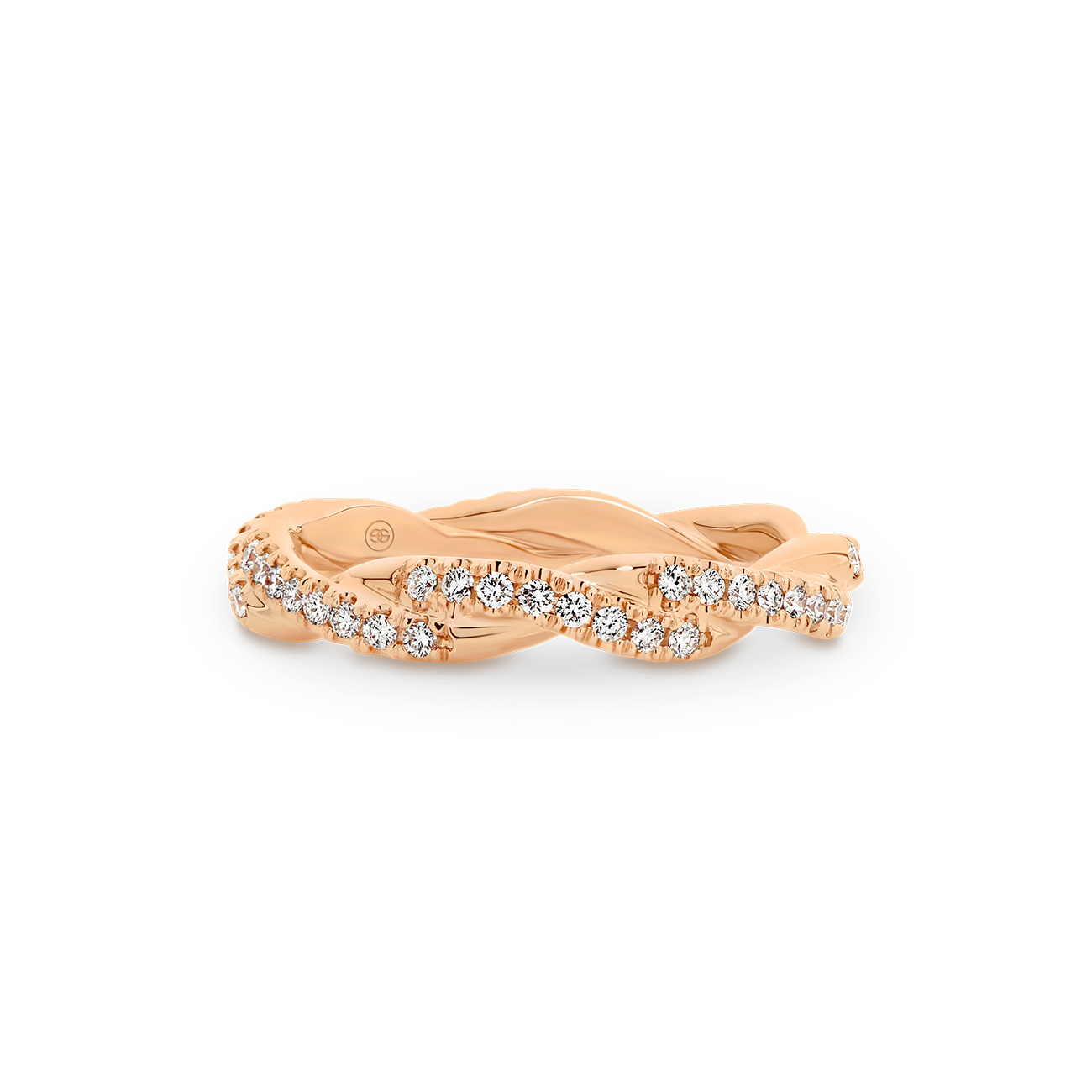 18K Rose Gold Round Brilliant Claw Set Twisted Diamond Band