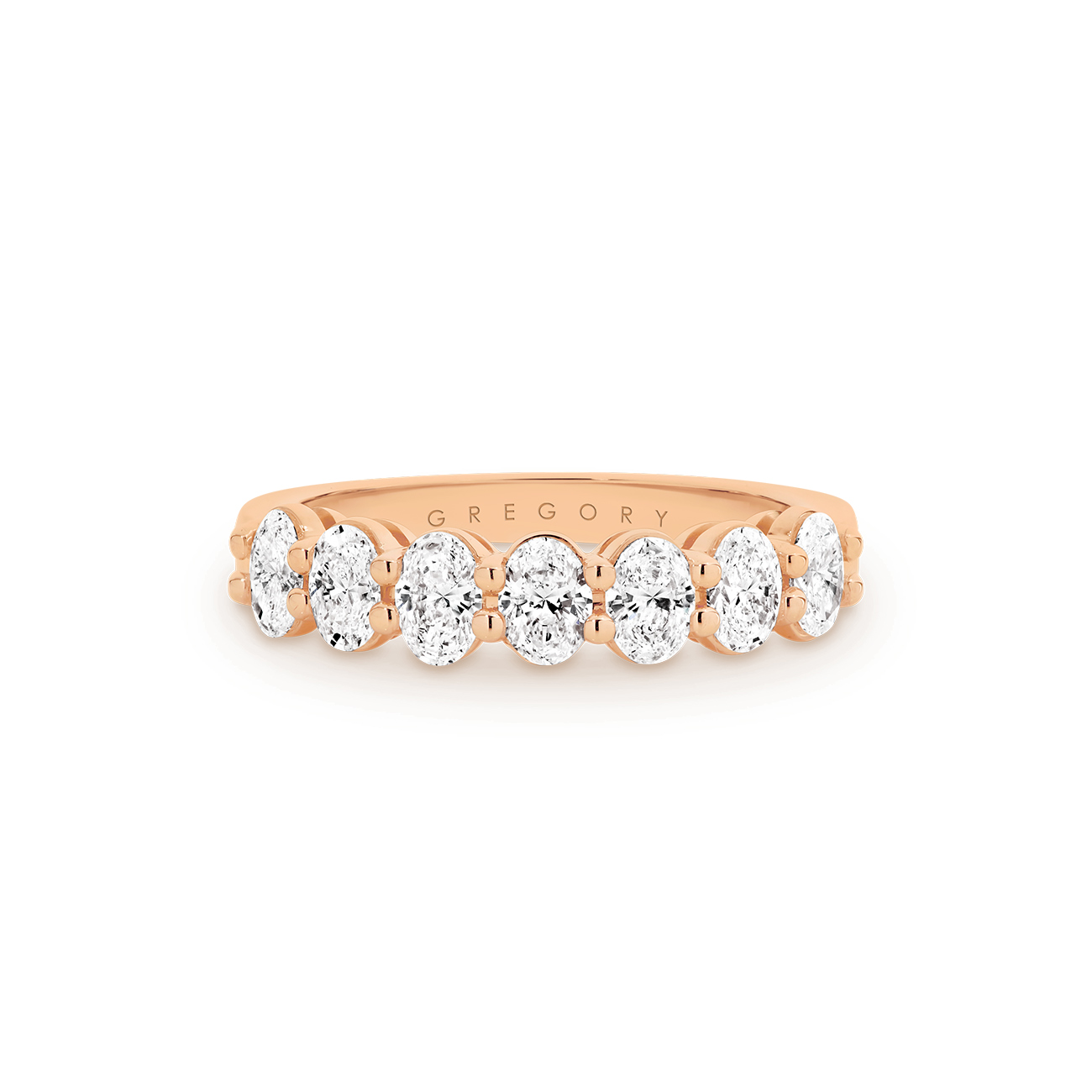 18K Rose Gold Claw Set Oval Shape Diamond Band &#8211; Large