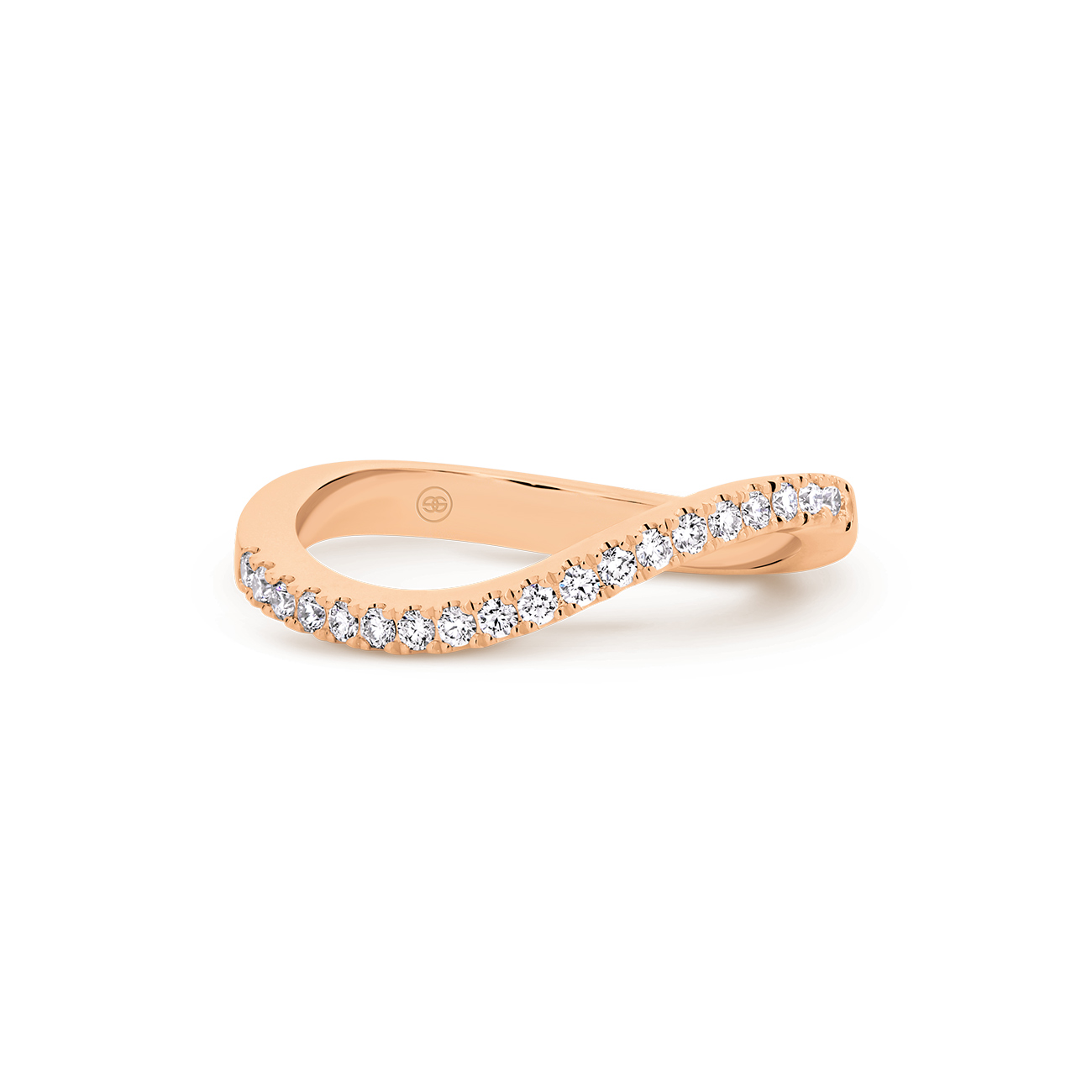 18K Rose Gold Round Brilliant Claw Set Curved Diamond Band