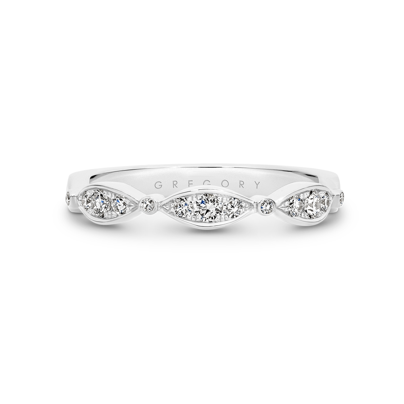 18K White Gold Fancy Pave Diamond Band
