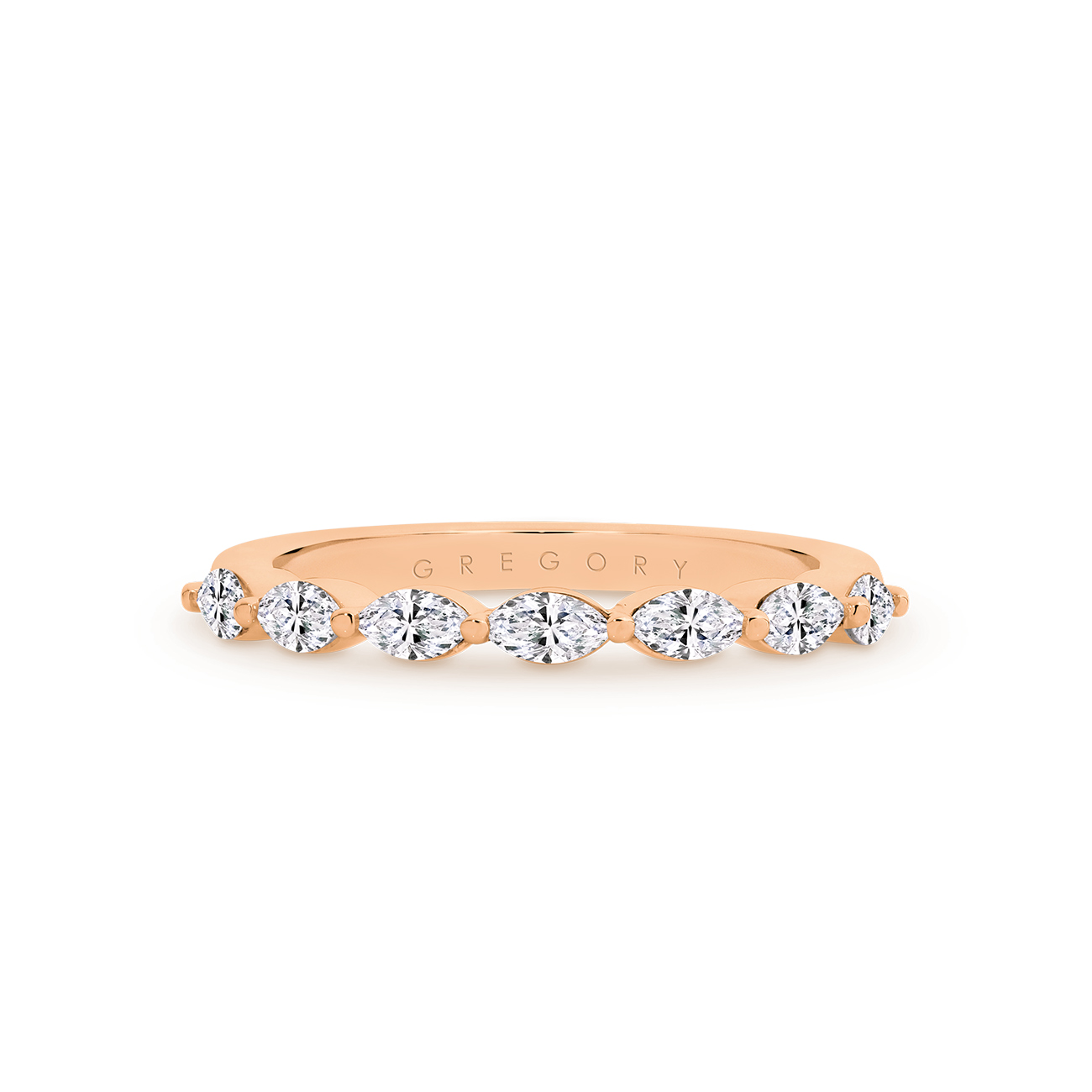 18K Rose Gold Claw Set Marquise Diamond Band