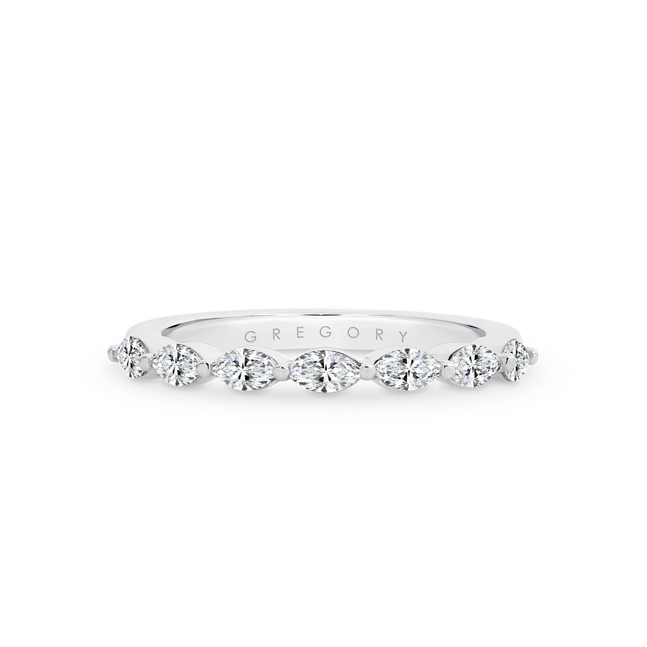 18K White Gold Claw Set Marquise Diamond Band