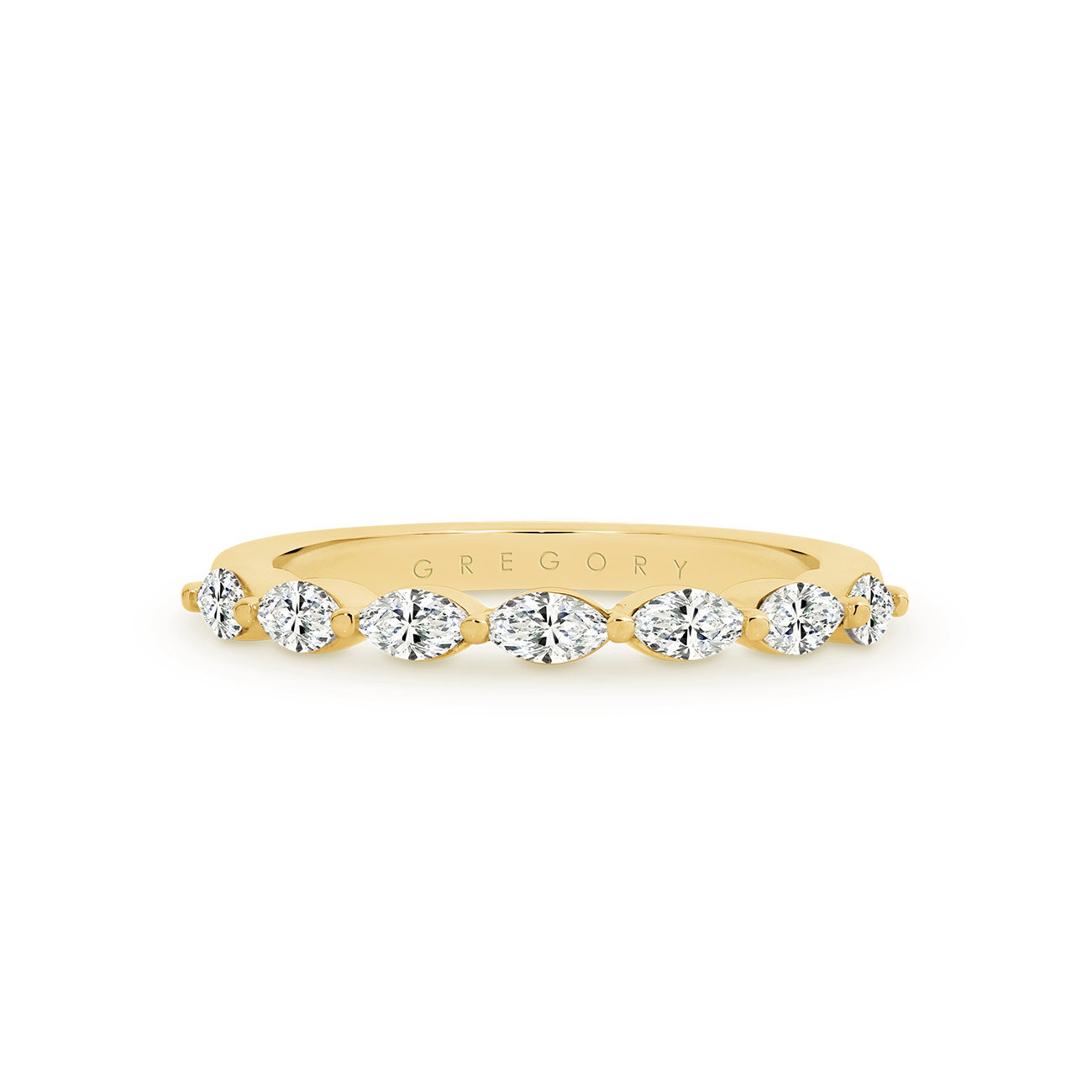 18K Yellow Gold Claw Set Marquise Diamond Band