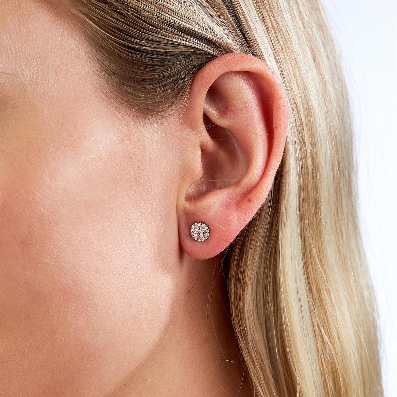 Pink &#038; White Diamond Blush Mon Cherie Cluster Earrings