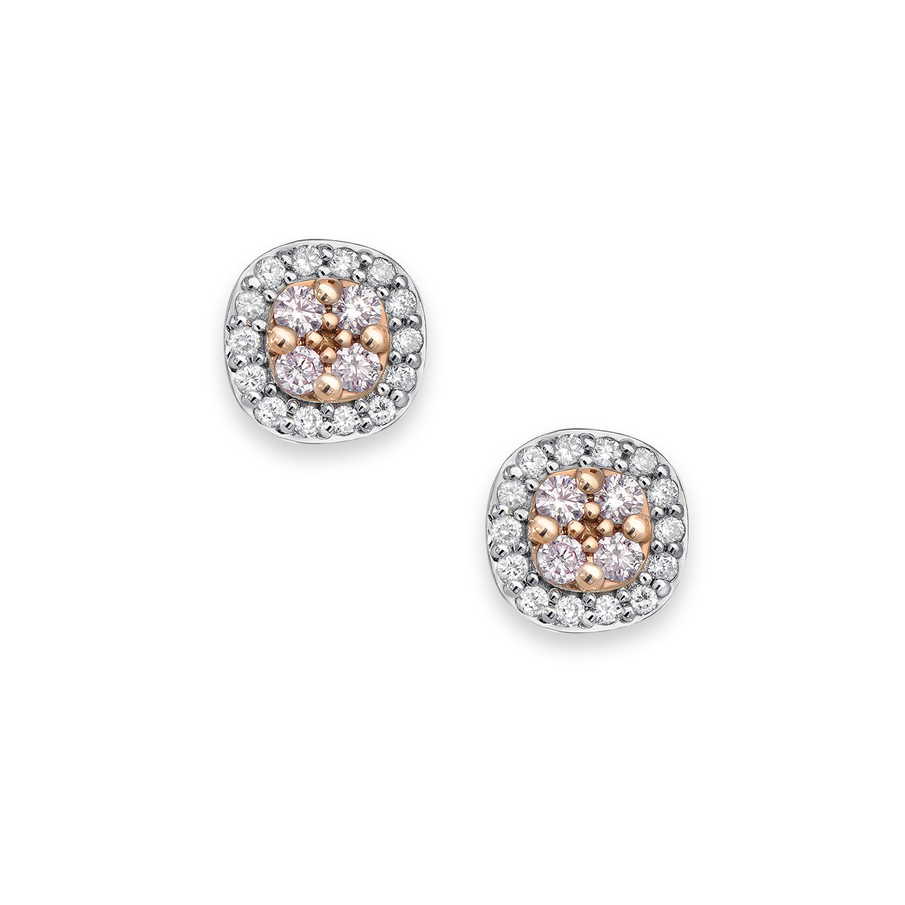 White & Argyle Pink Diamond Blush Mon Cherie Cluster Earrings