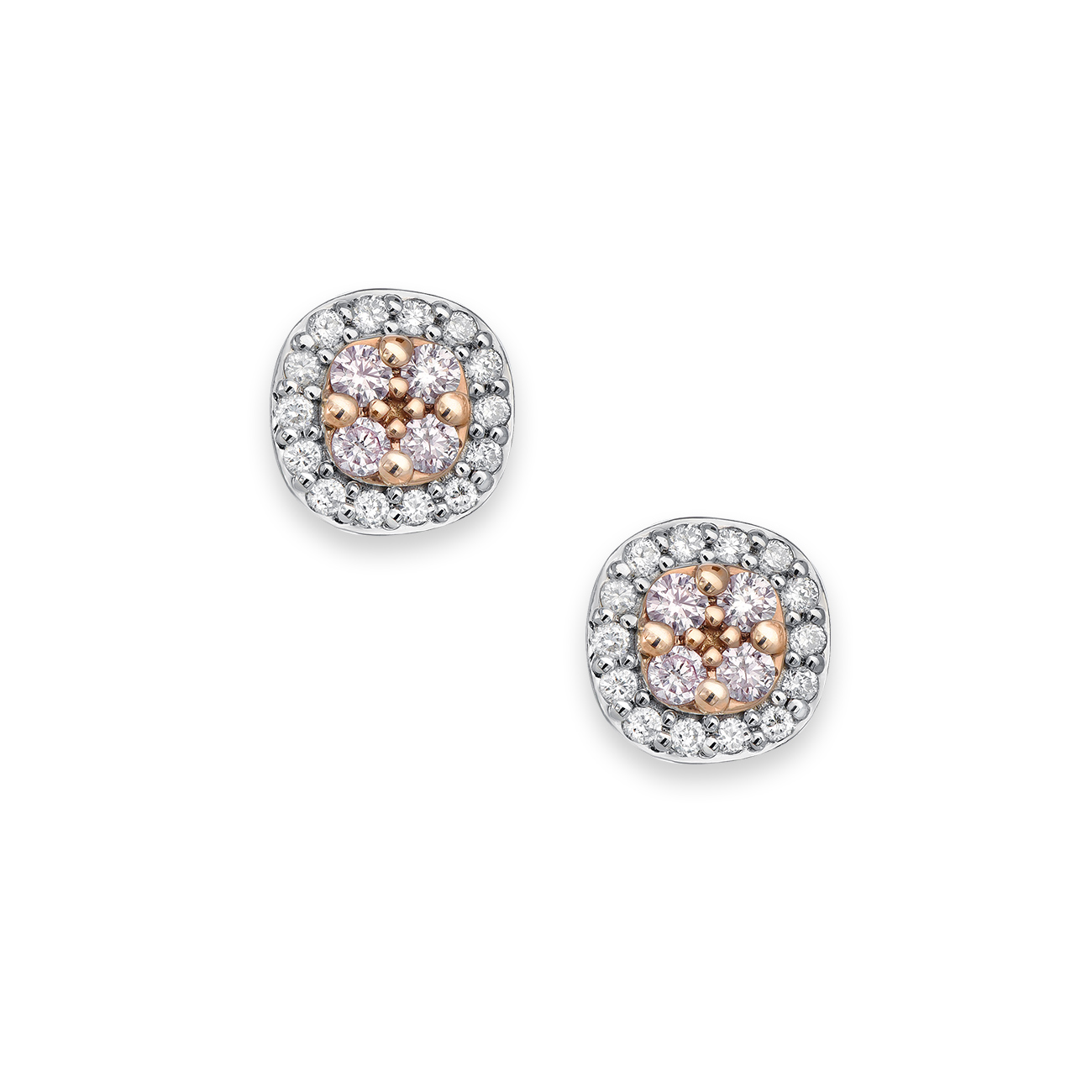 Pink &#038; White Diamond Blush Mon Cherie Cluster Earrings