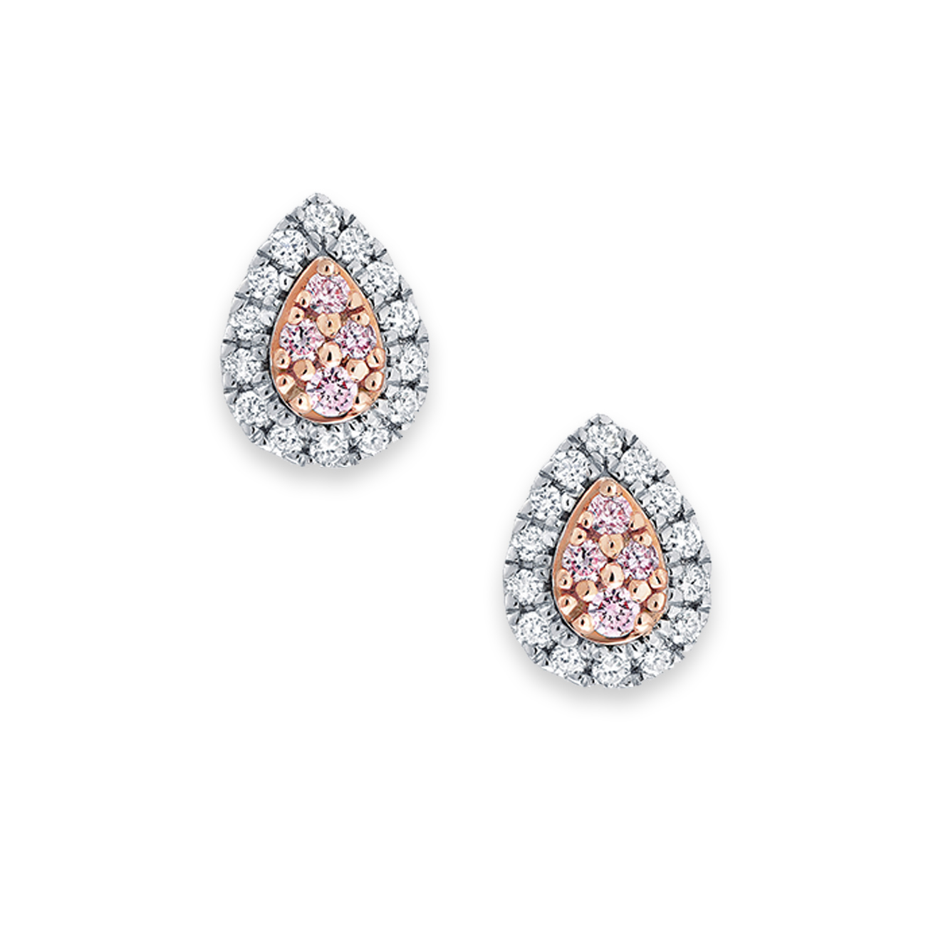 Pink &#038; White Diamond Round Blush Taluallah Earrings
