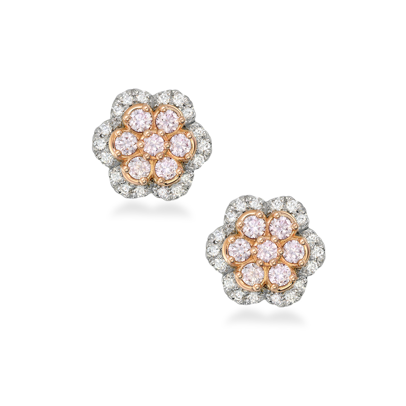 Pink &#038; White Diamond Blush Paisley Earrings