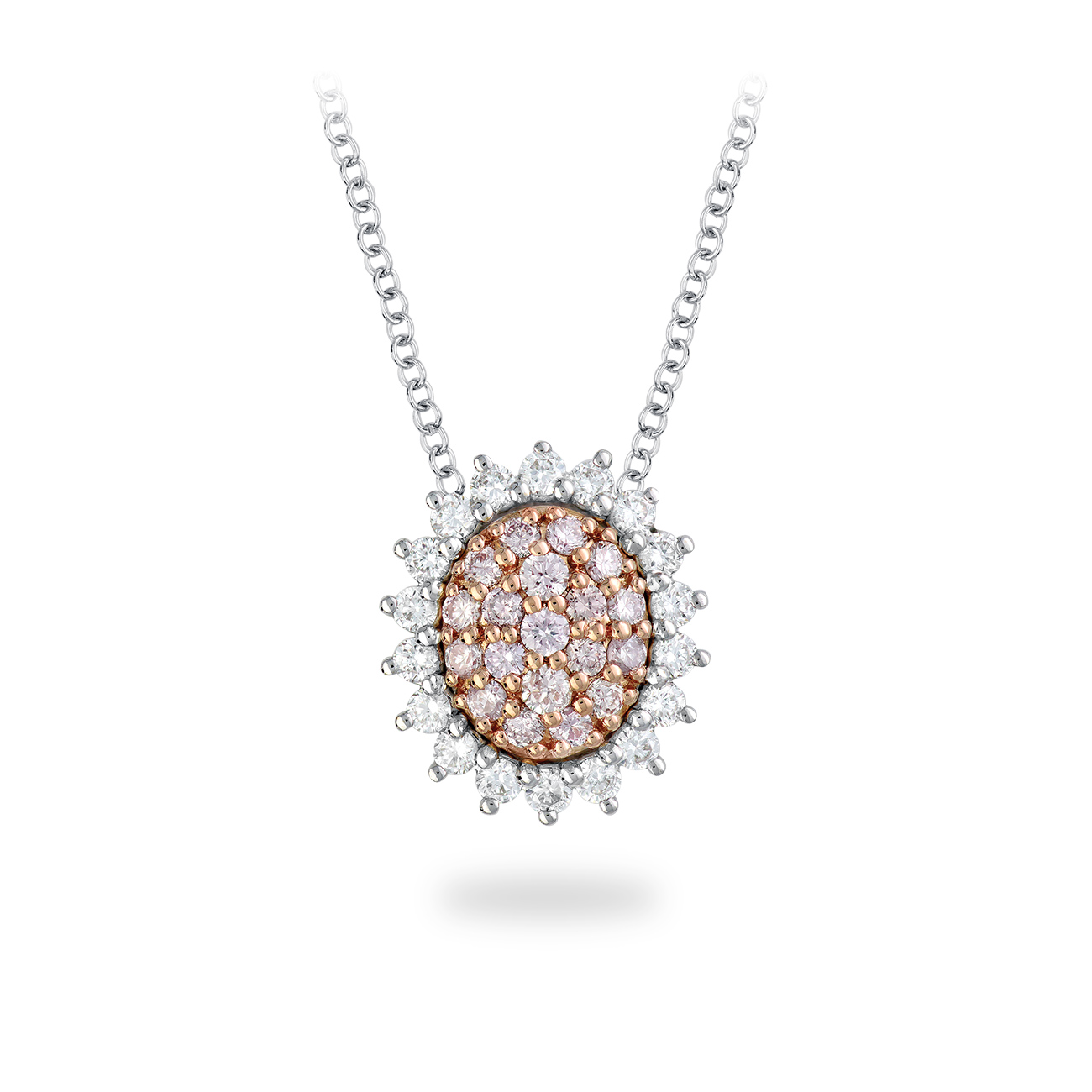 White & Argyle Pink Diamond Blush Odette Cluster Pendant In 18K White & Rose Gold