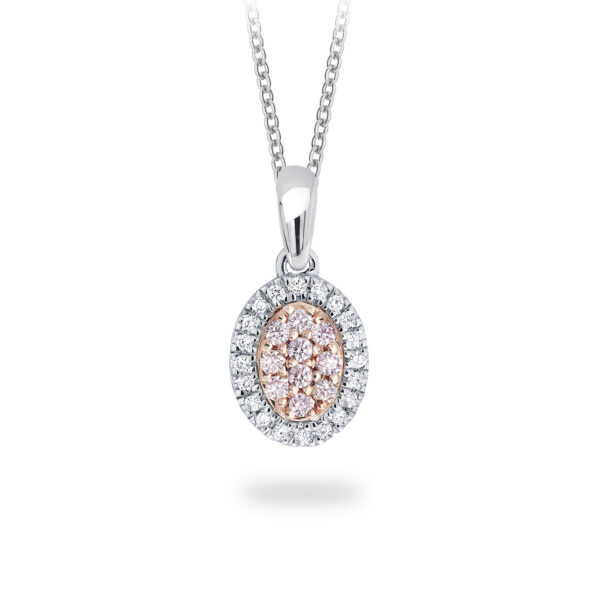 Pink & White Diamond Round Blush Lea Pendant Necklace BPP-OVCPB0202
