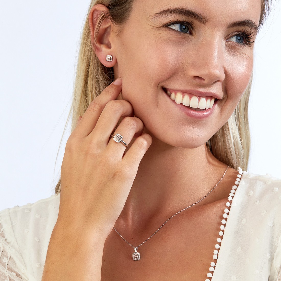 Pink &#038; White Diamond Blush Hope Ring