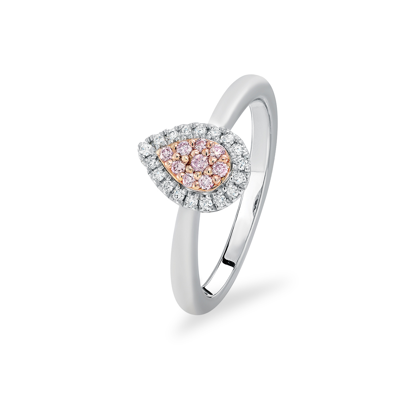 White & Argyle Pink Diamond Round Blush Talullah Ring