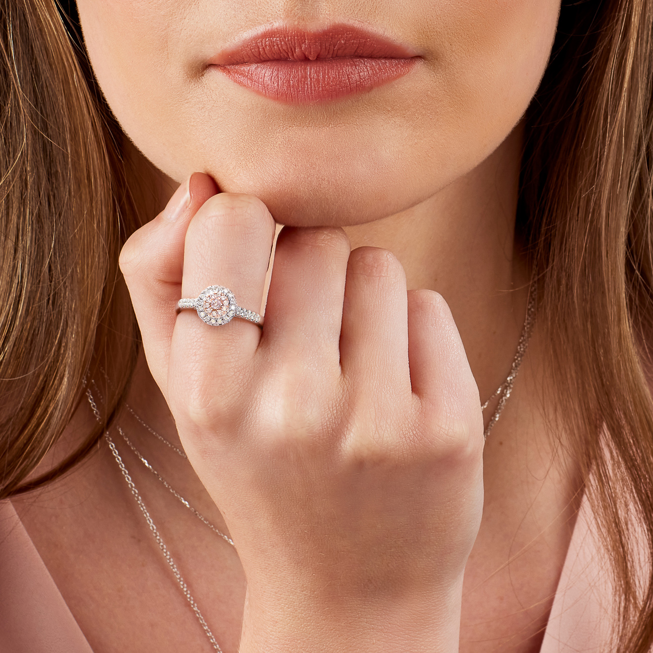 Pink &#038; White Diamond Blush Amelia Ring
