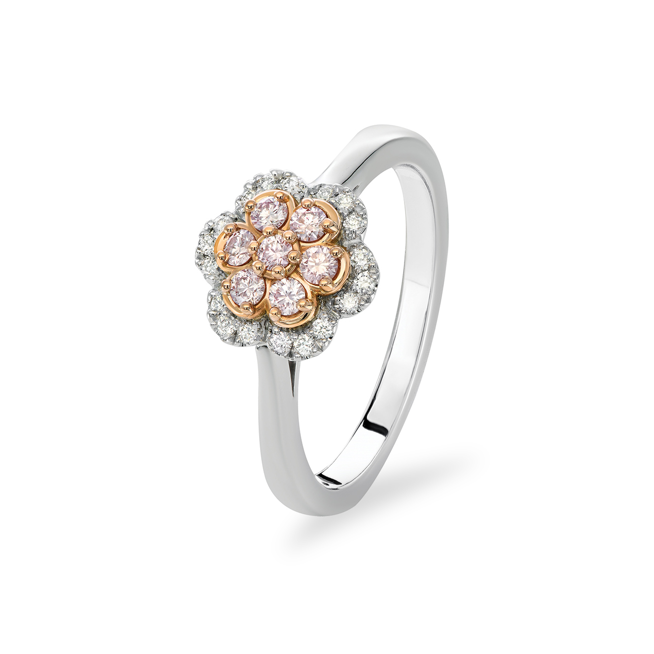 Pink &#038; White Diamond Blush Paisley Ring