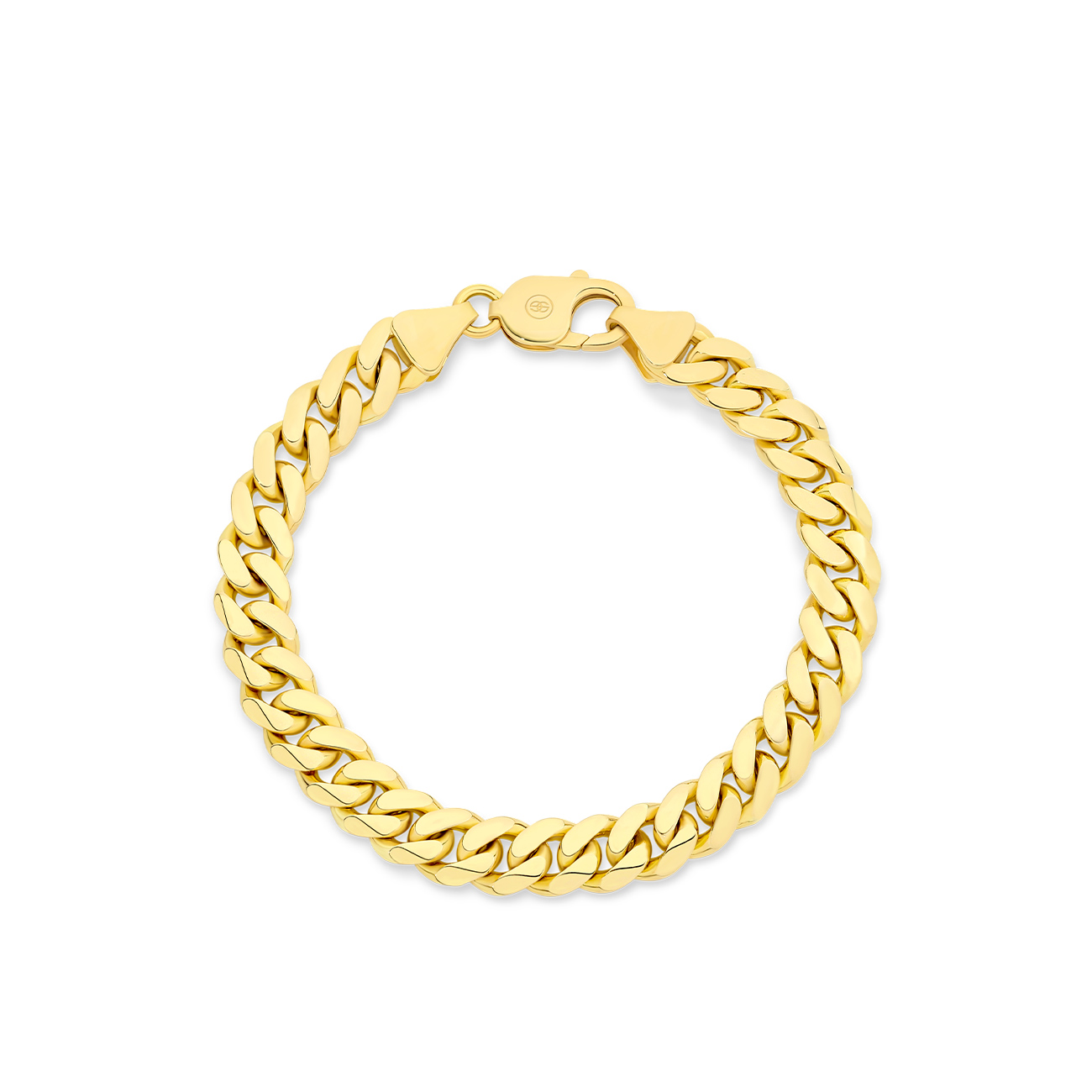 18K Yellow Gold Half Round Curb Link Bracelet