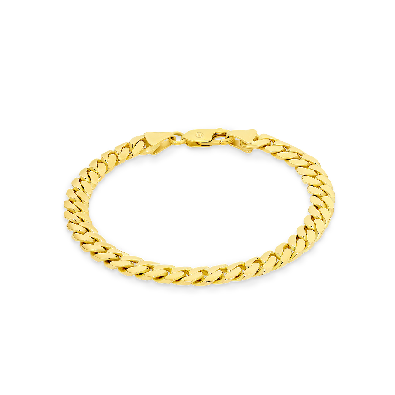 Half Round Curb Link Bracelet In 9K Yellow Gold