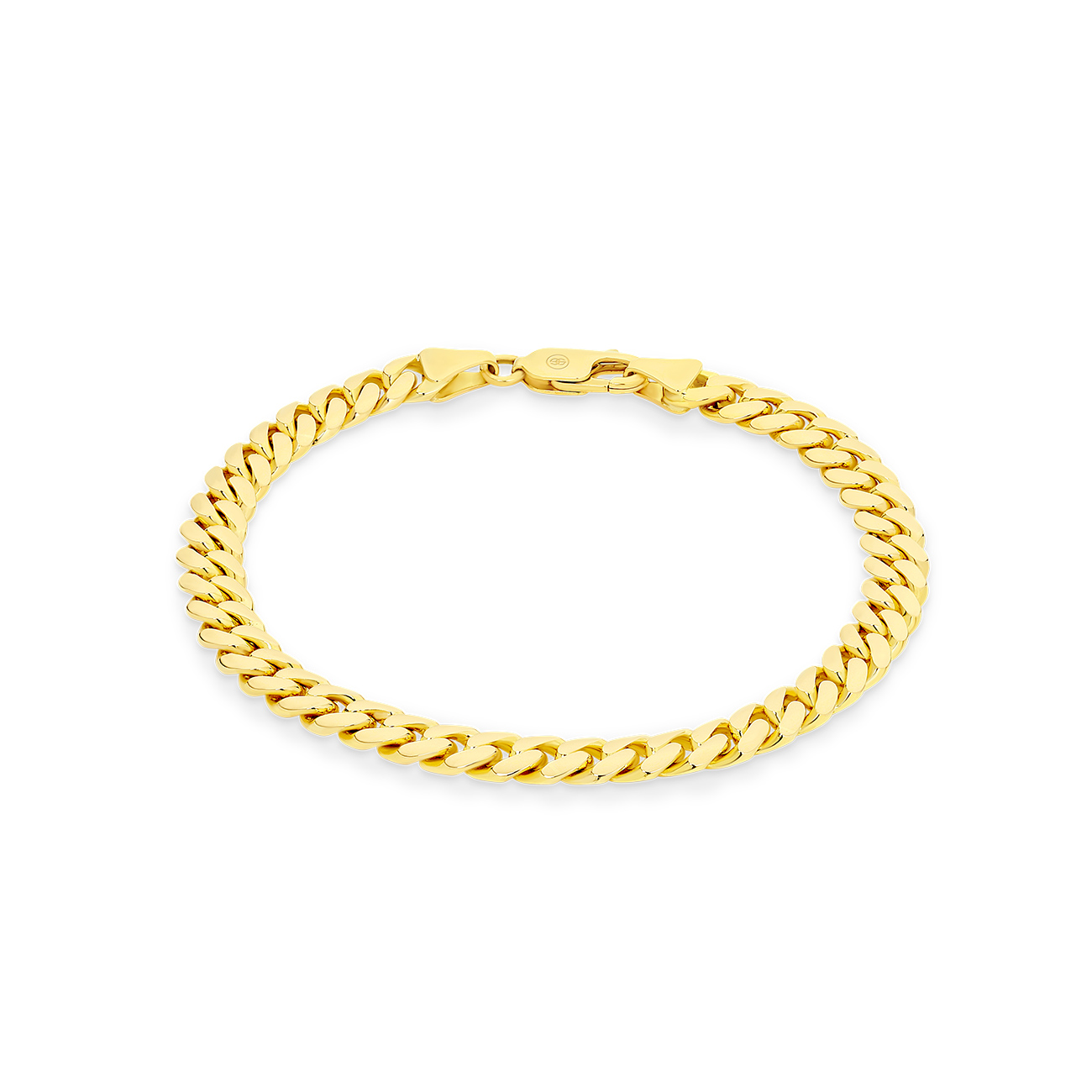 18K Yellow Gold Half Round Curb Link Bracelet