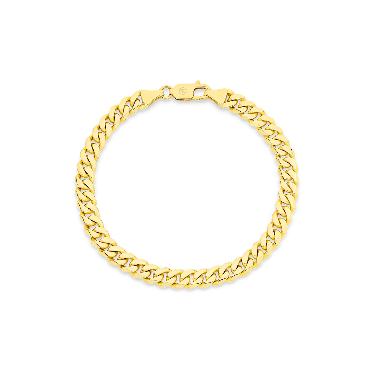 18K Yellow Gold Half Round Curb Link Bracelet