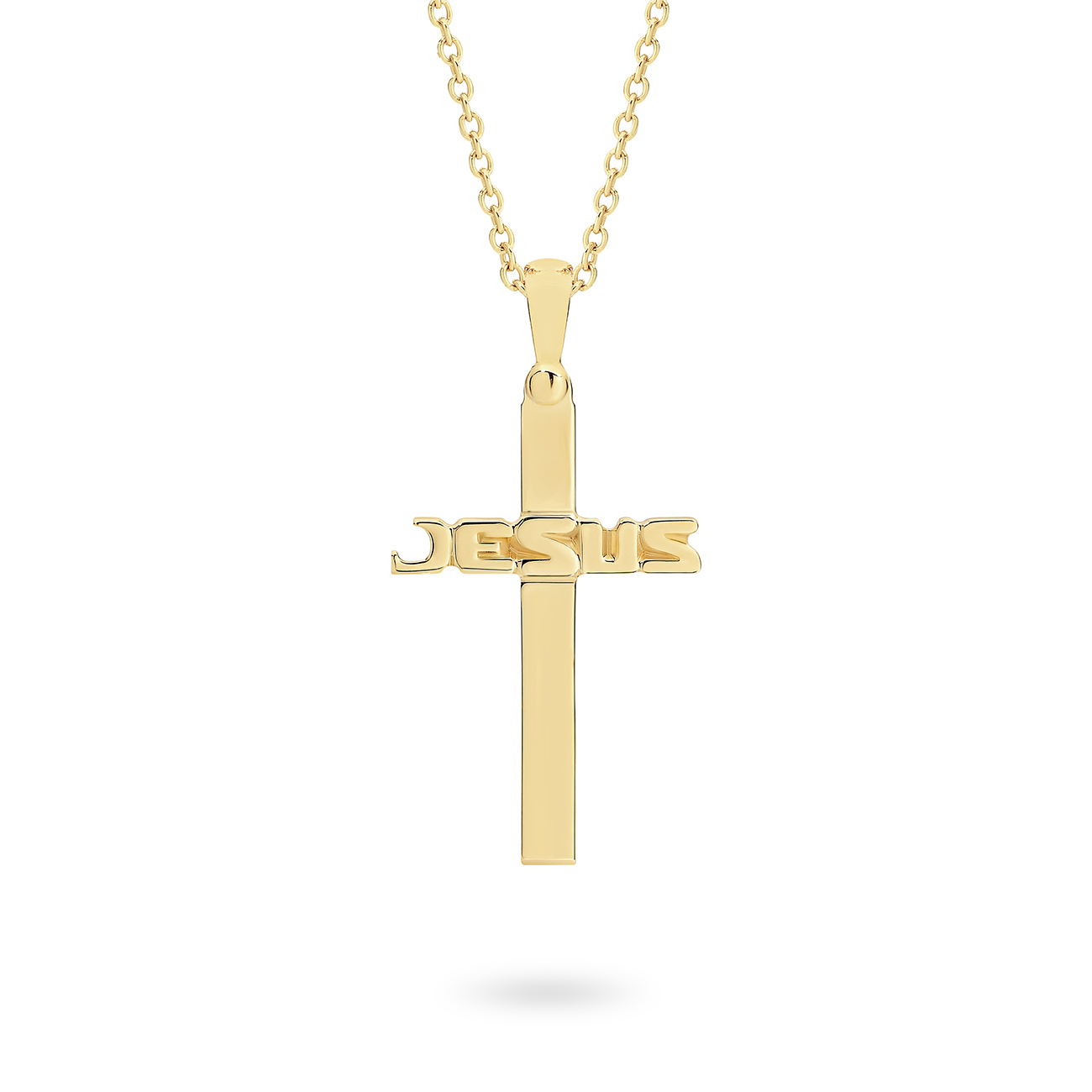 18K Yellow Gold Jesus Cross Pendant